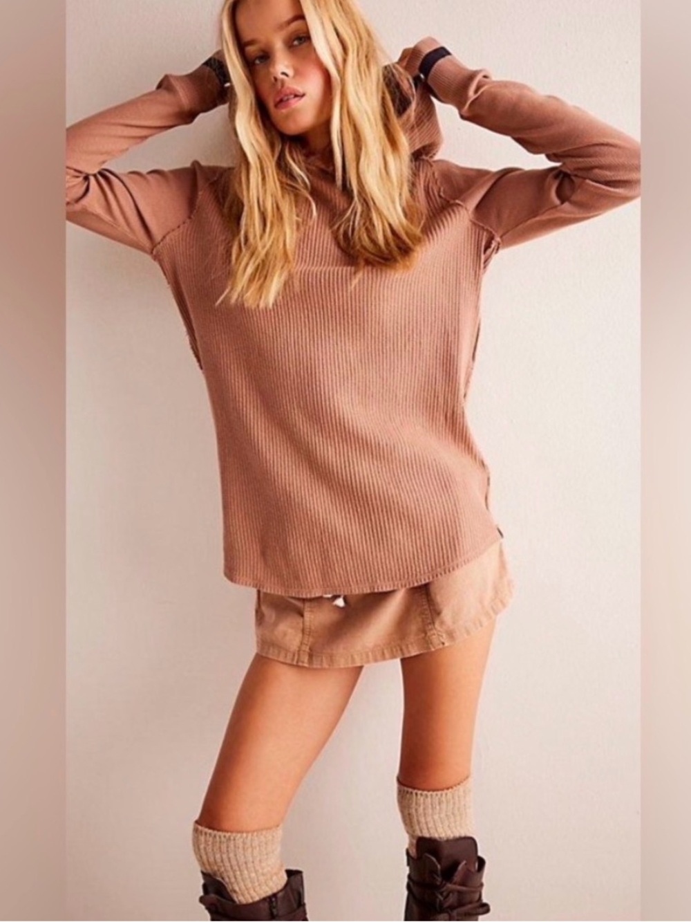 4-Free People - We The Free Super Natural Thermal Womens XL brown